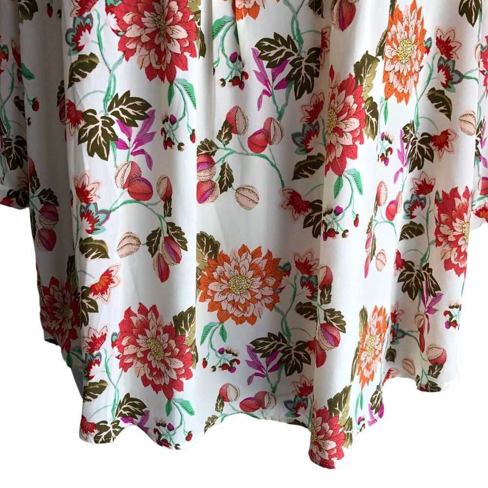 Rose + Olive Women's Peasant Blouse Plus 1X Floral Boho Pleated Chiffon 3/4 Slv - Picture 7 of 9